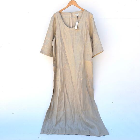 New Banana Republic Linen Scoop Neck Maxi Dress  Beige XL Extra Large Cover-Up - Picture 5 of 12